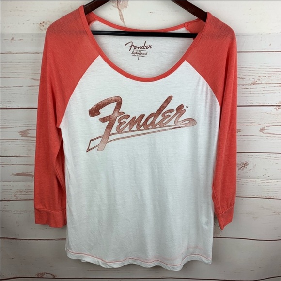 Lucky Brand Tops - Lucky Brand | White Orange Fender Graphic Tee